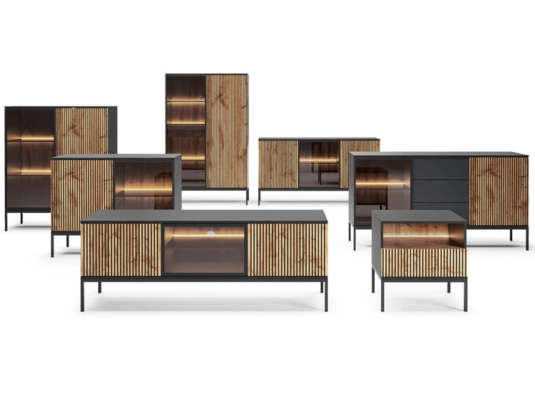 Komoda z drzwiami i szufladami i oświetleniem LED Deo Dąb Wotan