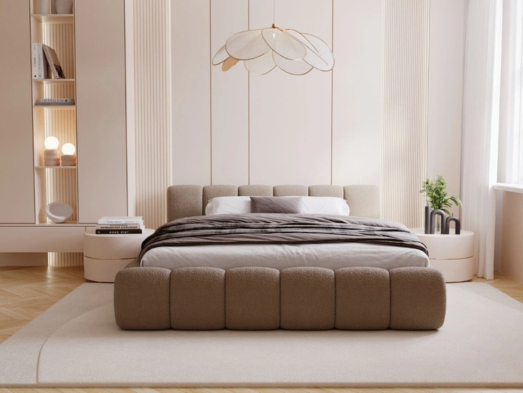 Łóżko tapicerowane z pojemnikiem i stelażem 120x200 Cloud Low brązowe