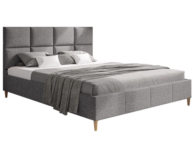 Łóżko tapicerowane ze stelażem 140x200 Luxe szary