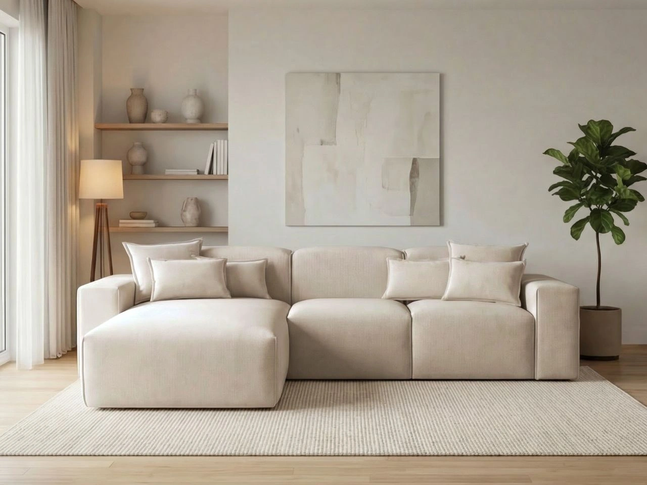 Narożnik L Lewy Leni beżowy