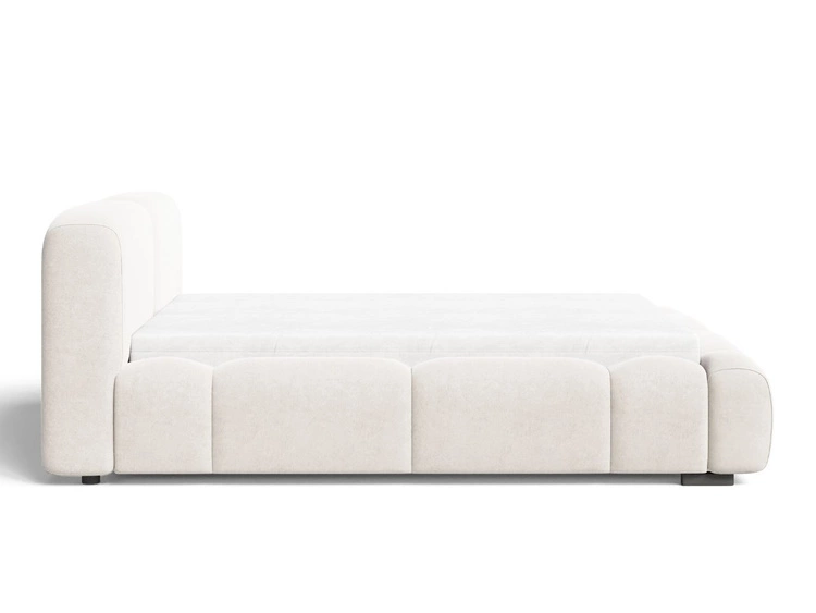 Łóżko tapicerowane z pojemnikiem i stelażem 140x200 Aubi Kremowe