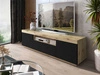 Szafka RTV pod telewizor z drzwiczkami i szufladą Asumi czarny i dąb wotan