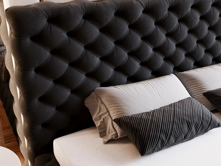 Łóżko tapicerowane z pojemnikiem i stelażem 180x200 Astra Czarny