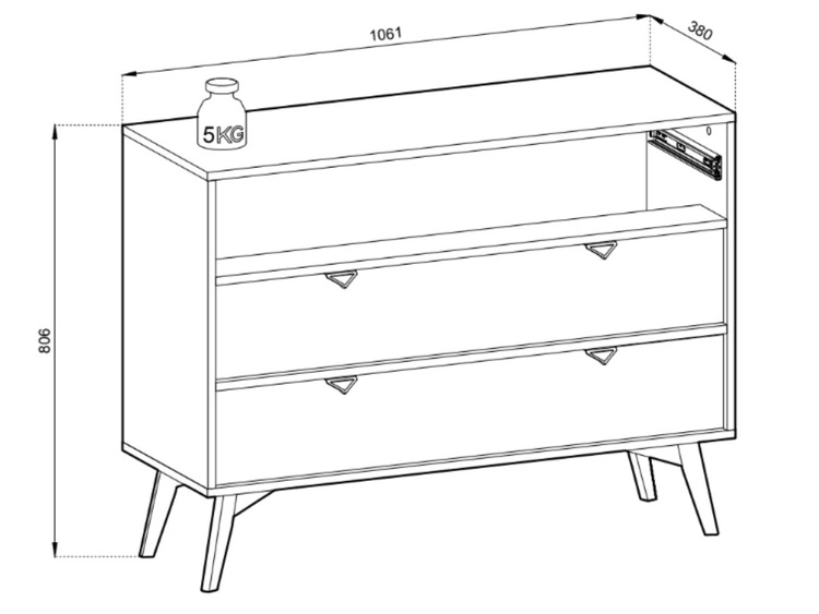 Komoda z trzema szufladami Modena Eukaliptus