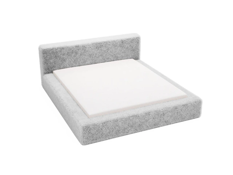 Łóżko tapicerowane z pojemnikiem i stelażem 160x200 cm Enjoy Jasnoszare