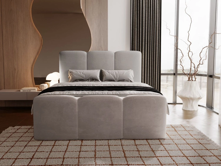 Łóżko kontynentalne z pojemnikiem na pościel 160x200 Campi Szare