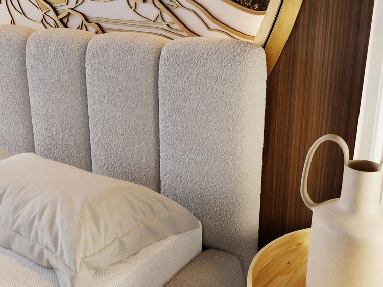 Łóżko tapicerowane z pojemnikiem i stelażem 140x200 Cloud jasnoszare