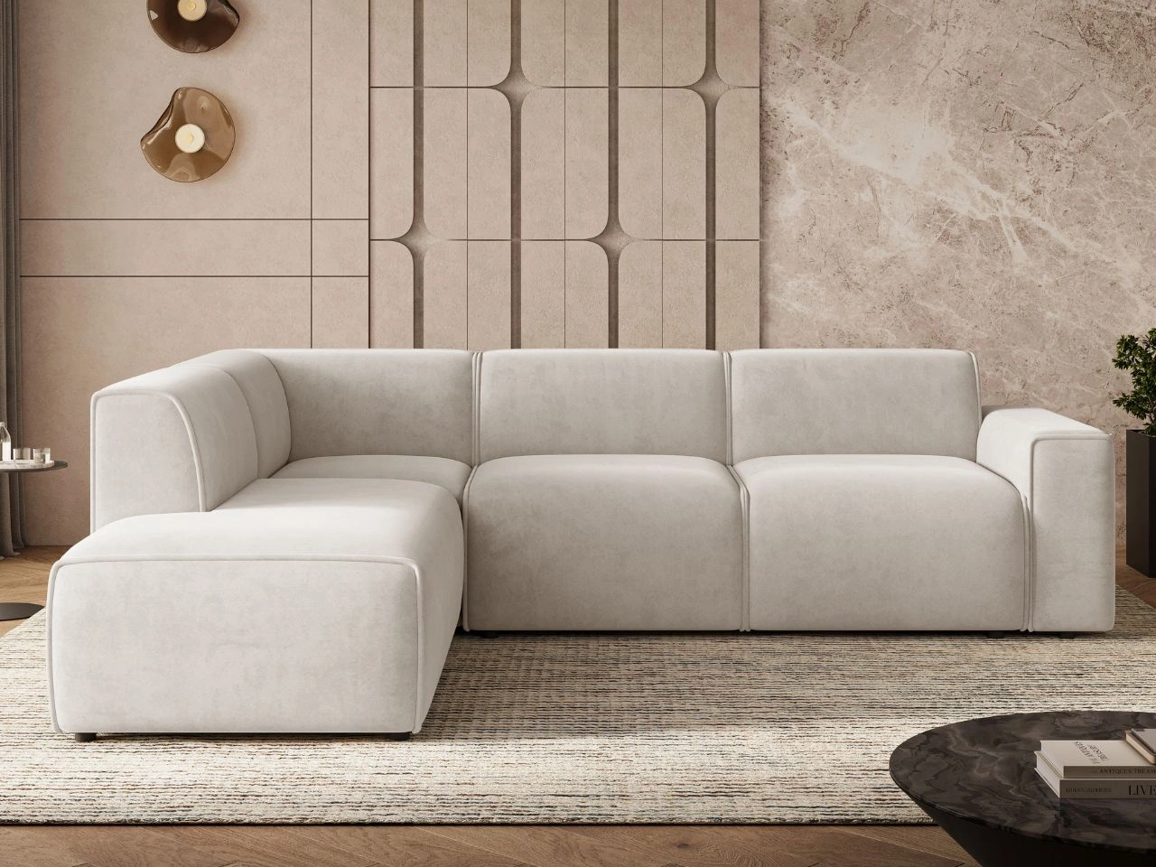 Narożnik L Lewy Eluno Beżowy jasny 