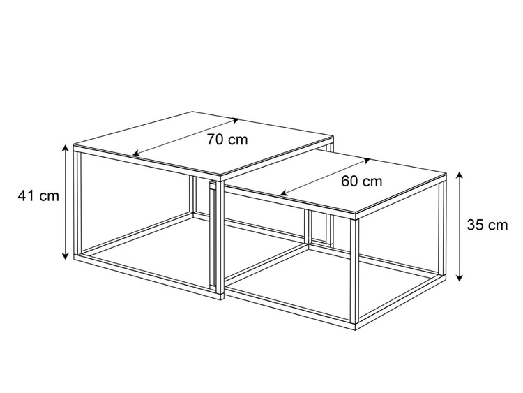 Stolik kawowy na czarnym stelażu z szklanym blatem Asumi Czarny 35x41