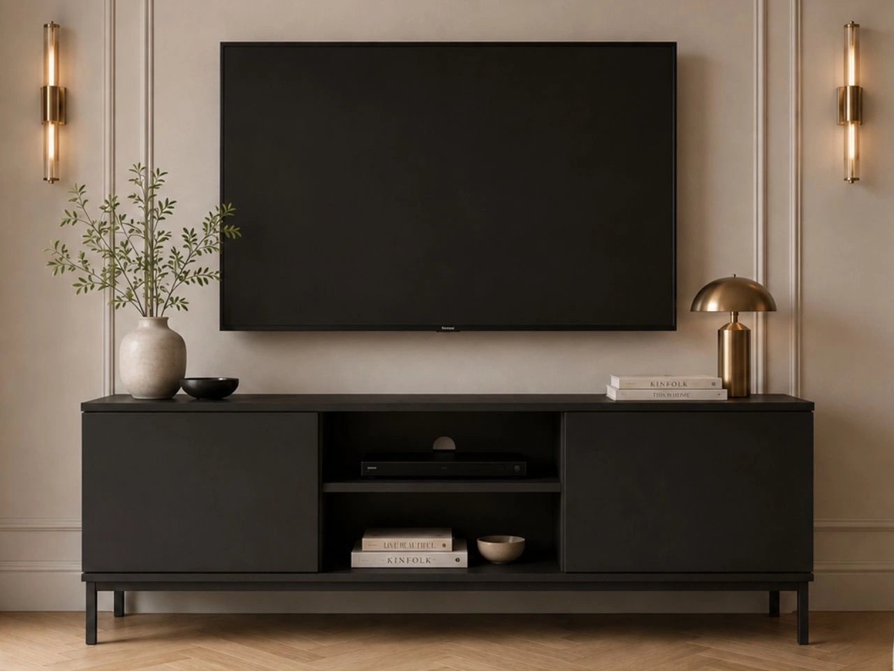 Szafka pod telewizor z drzwiczkami Soroko Czarna