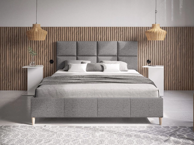 Łóżko tapicerowane ze stelażem 180x200 Luxe szary