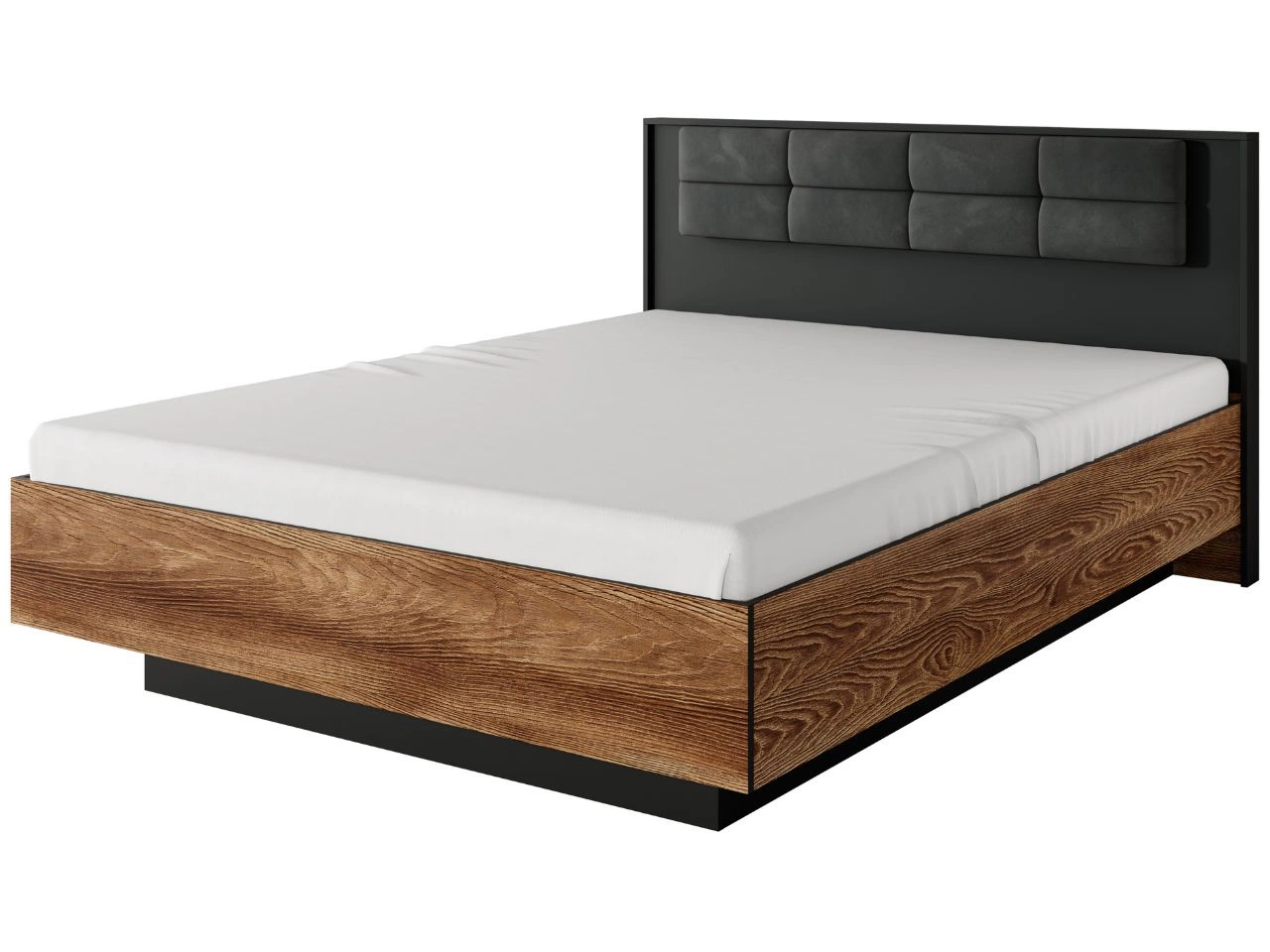 Łóżko drewniane z pojemnikiem 160x200 Montreal Brązowe, Czarne