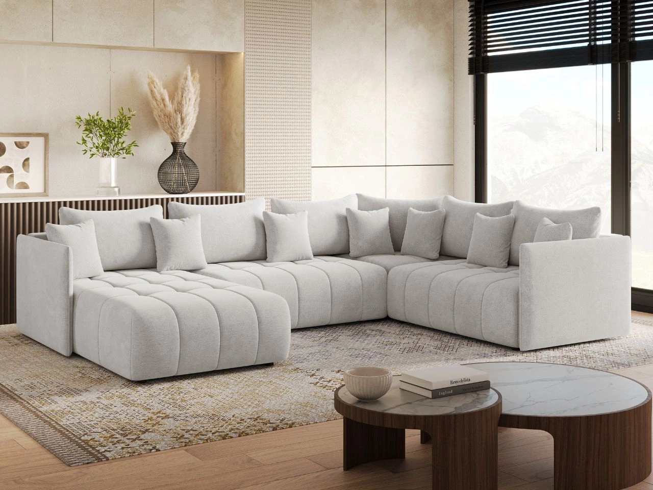 Narożnik U uniwersalny z funkcją spania i pojemnikiem Ardi Bis Szary