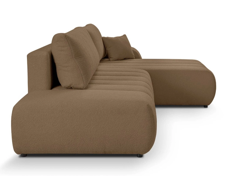 Narożnik z pojemnikiem i funkcją spania Prawy Adoro Brązowy