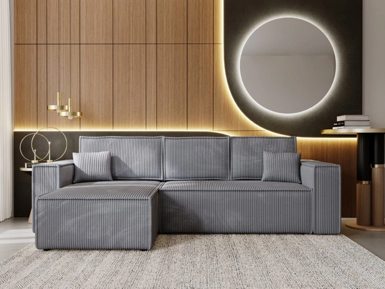 Narożnik L uniwersalny z funkcją spania i pojemnikiem Prato XL Ciemny szary