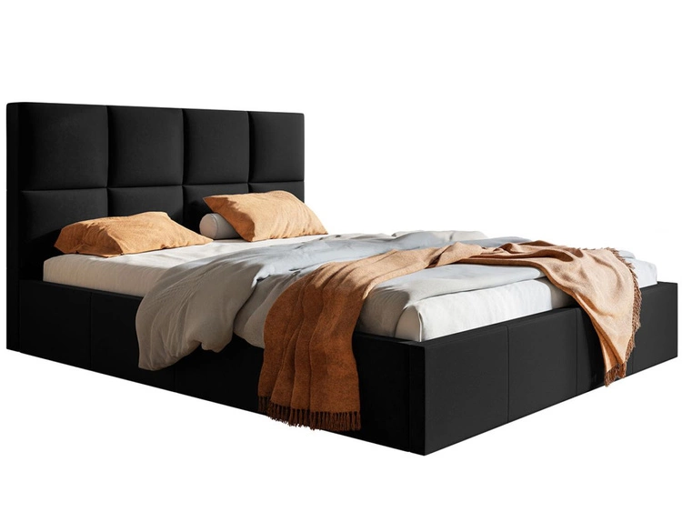 Łóżko tapicerowane z pojemnikiem i stelażem 120x200 Malo czarne