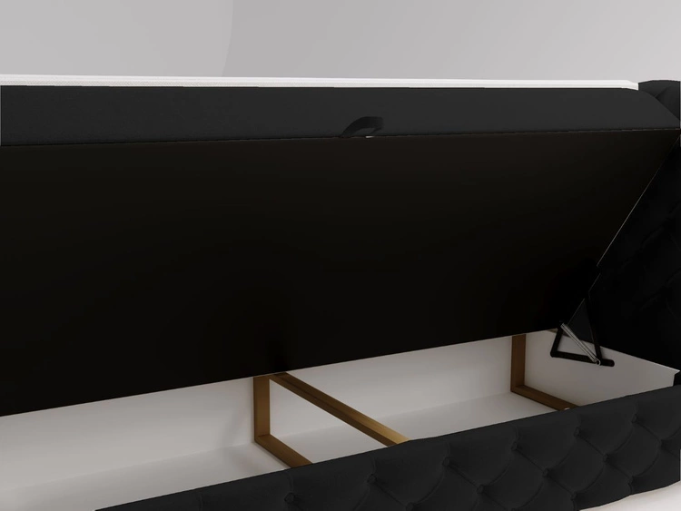 Łóżko kontynentalne z pojemnikiem na pościel 180x200 cm Canolo Czarne