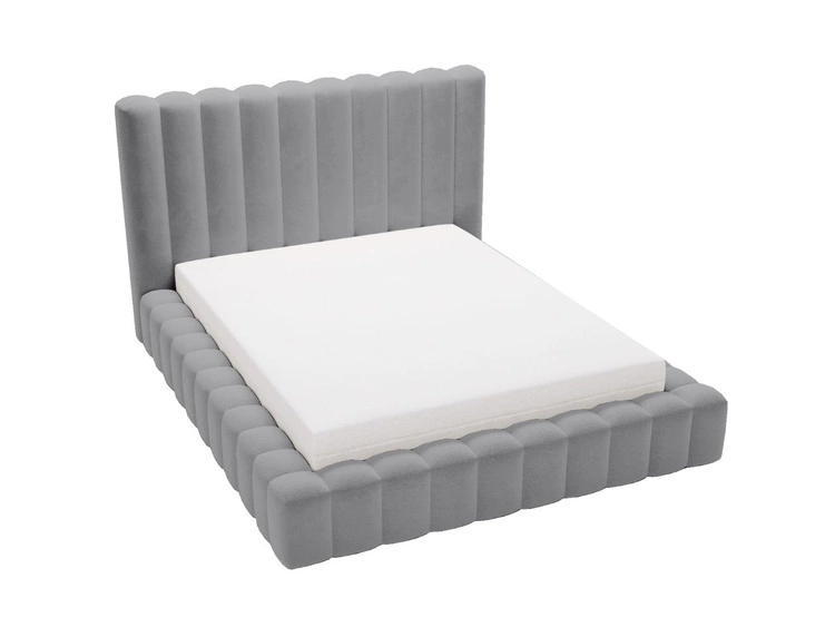 Łóżko tapicerowane z pojemnikiem i stelażem 160x200 cm Rotto Szare