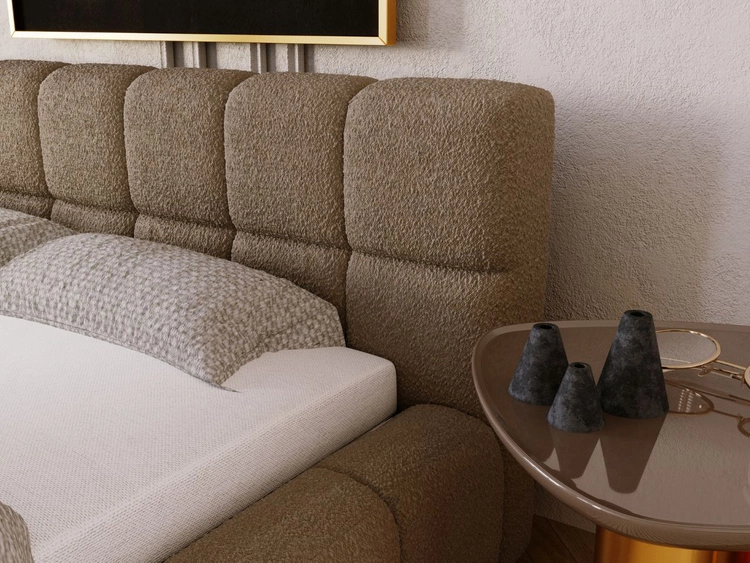 Łóżko tapicerowane z pojemnikiem i stelażem 120x200 Alicante Brązowe