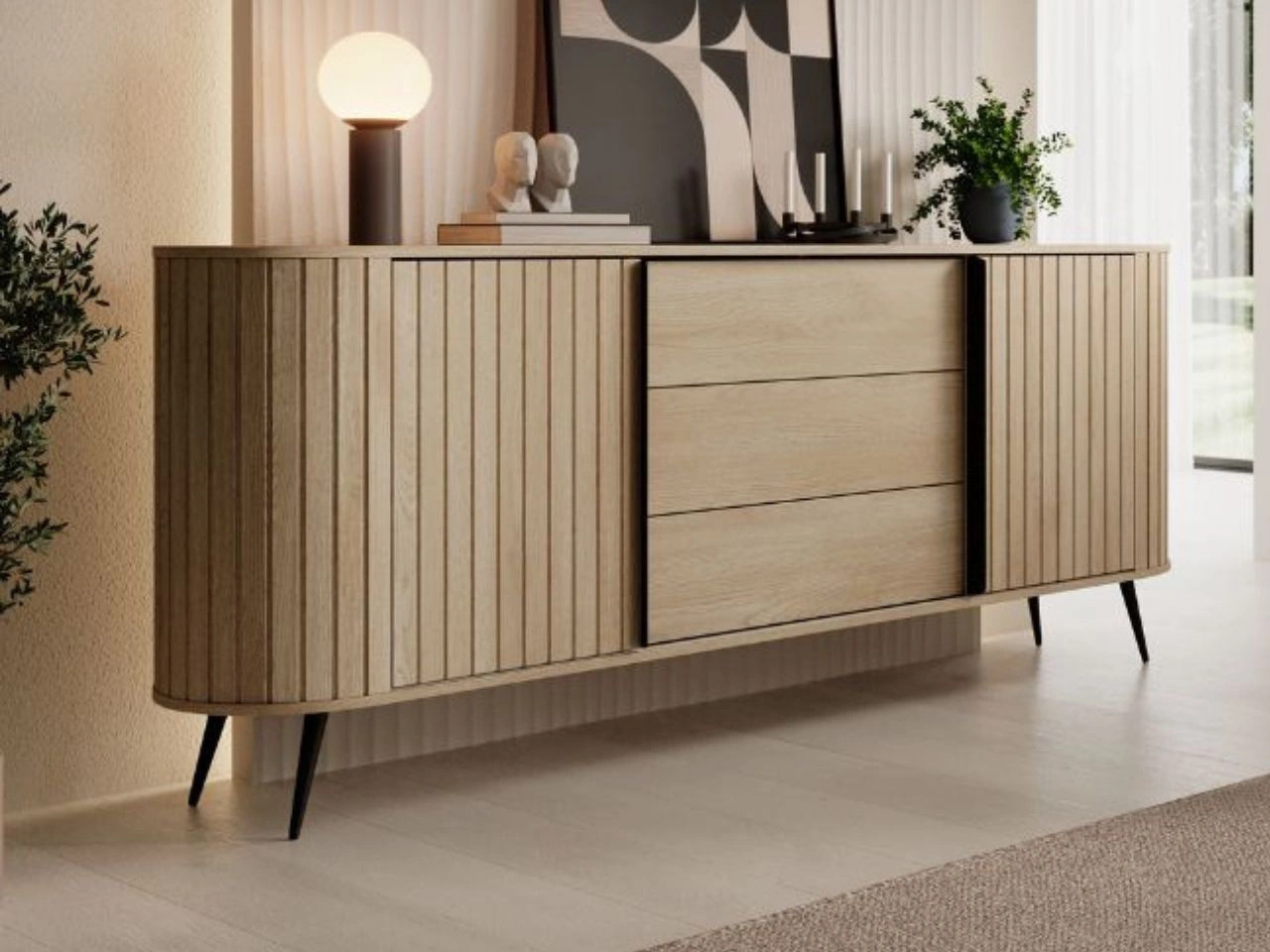 Komoda z drzwiami przesuwnymi 200 cm Passione Dąb Cremona