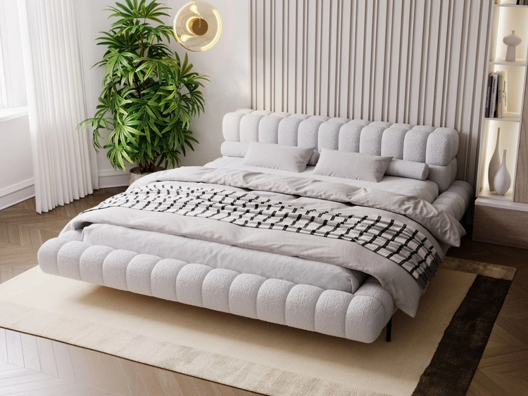 Łóżko tapicerowane ze stelażem 160x200 Imagine Szare