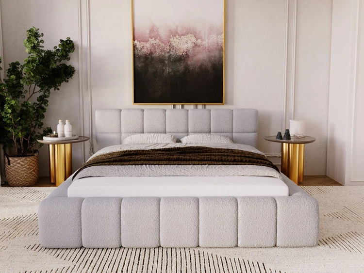 Łóżko tapicerowane z pojemnikiem i stelażem 160x200 Alicante Szare