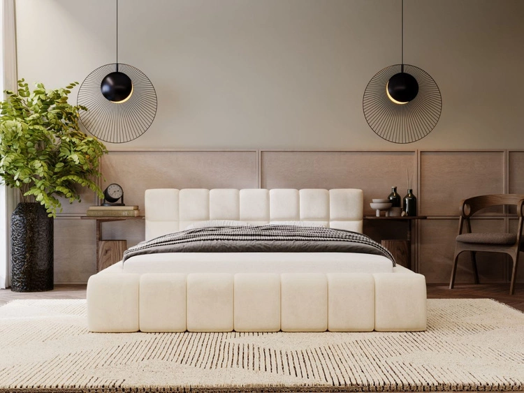 Łóżko tapicerowane z pojemnikiem i stelażem 180x200 Alicante Beżowy