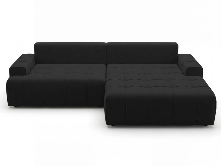 Narożnik L z funkcją spania i pojemnikiem Tulio prawy czarny