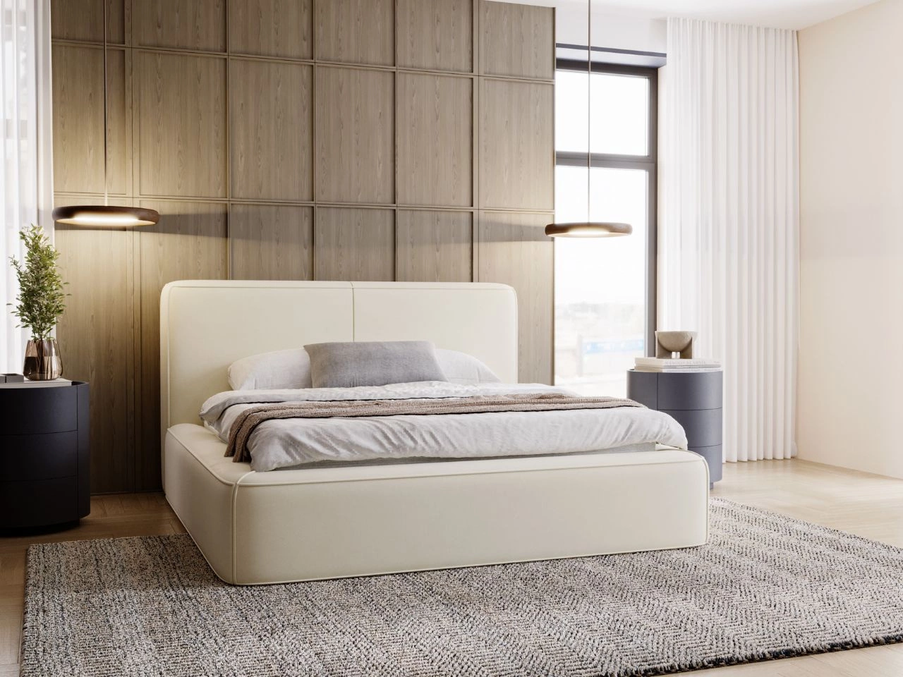 Łóżko tapicerowane z pojemnikiem i stelażem 160x200 Amaro Szare