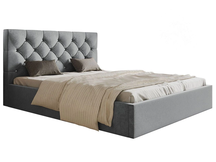 Łóżko tapicerowane z pojemnikiem i stelażem 180x200 Selva Jasny szary