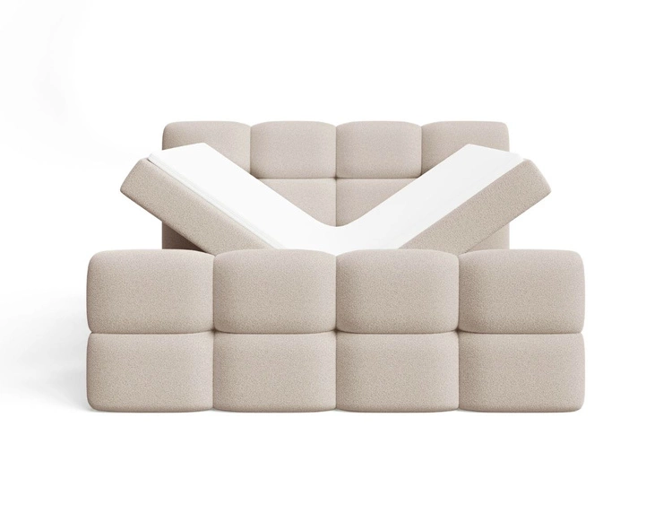 Łóżko kontynentalne z pojemnikiem na pościel 140x200 Rivon Beżowe