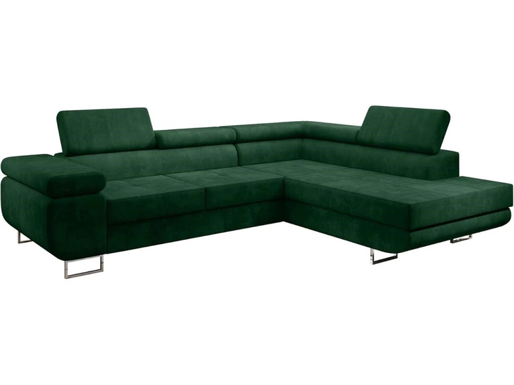 Narożnik prawy z funkcją spania i pojemnikiem Solam L Zielony