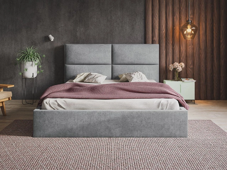 Łóżko tapicerowane z pojemnikiem i stelażem 120x200 Marad szare