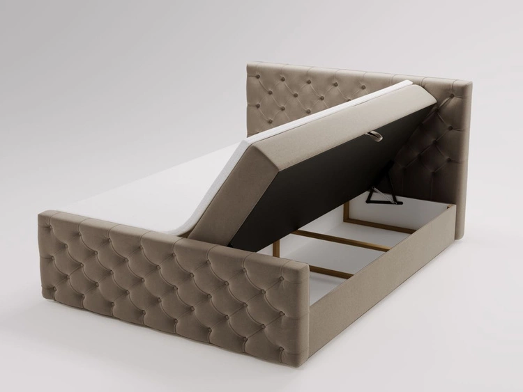 Łóżko kontynentalne z pojemnikiem na pościel 160x200 Montego Brązowe