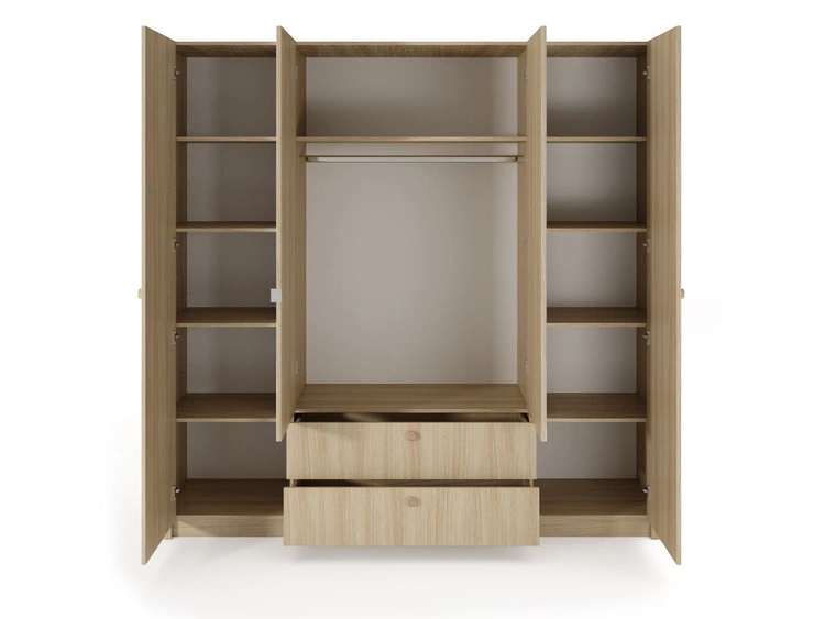 Szafa z drzwiami uchylnymi, szufladami oraz lustrem Bilancio Dąb Barista