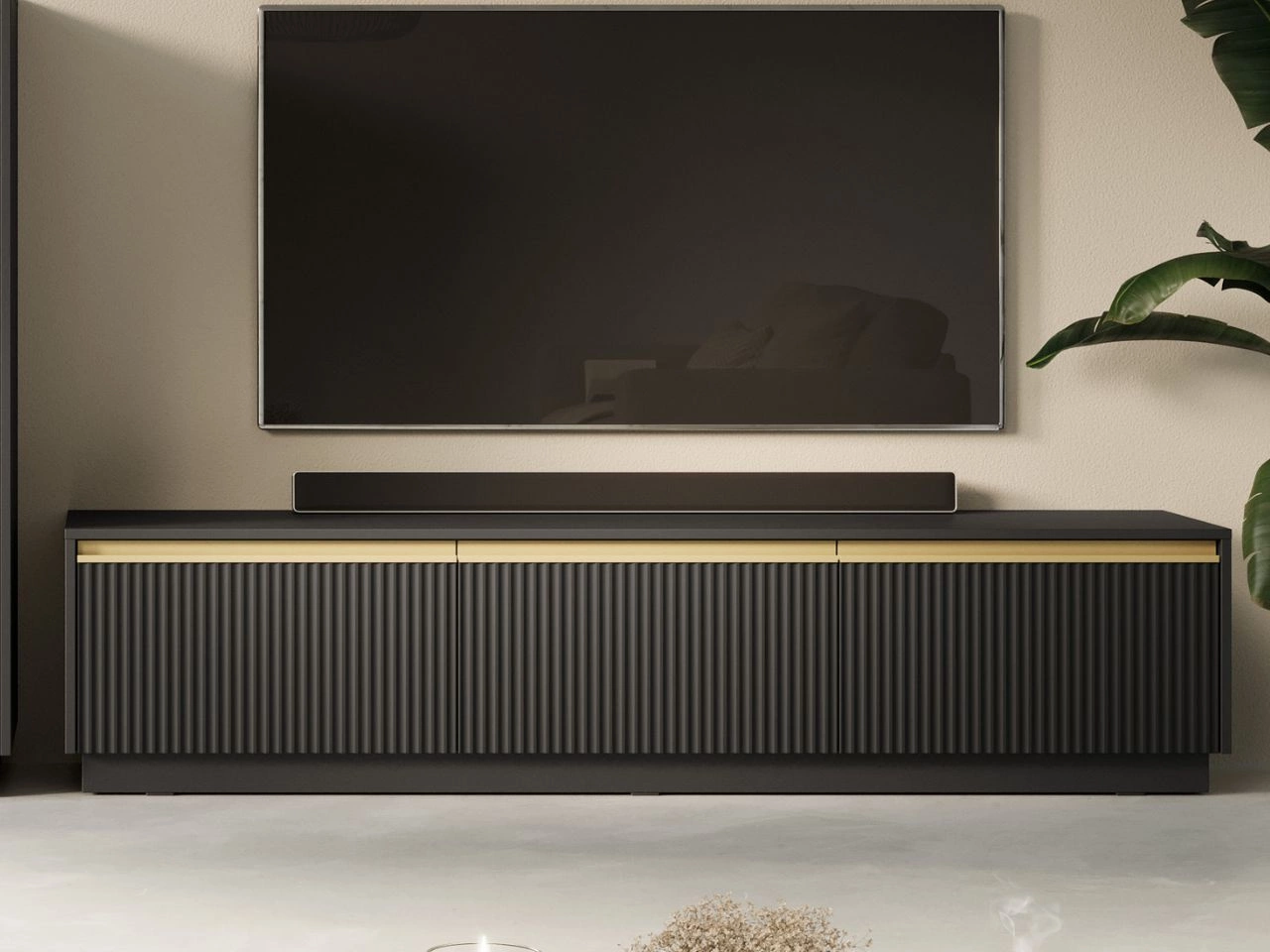 Szafka pod telewizor z drzwiczkami Roland Czarny