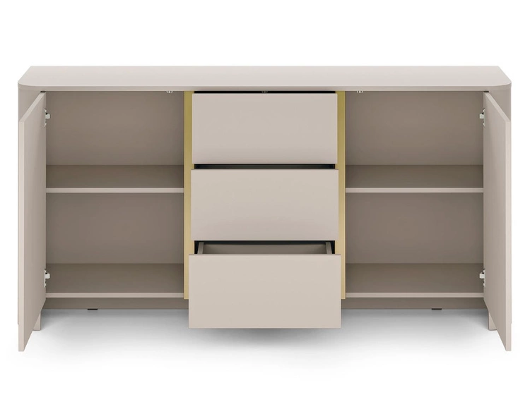 Komoda dwudrzwiowa z szufladami ze złotą listwą dekoracyjną Brillo Kaszmir