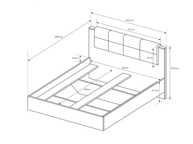 Łóżko drewniane 160x200 Denis Dąb Sand Grande, Matera