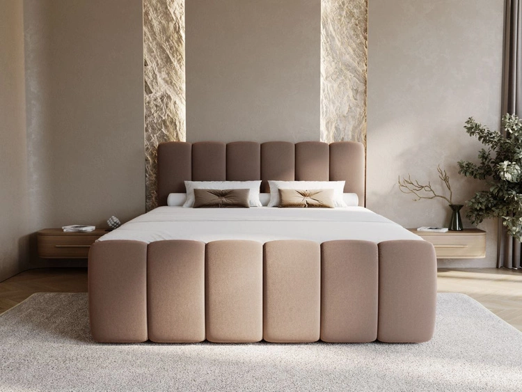 Łóżko kontynentalne z pojemnikiem na pościel 200x200 Cloud Brązowy