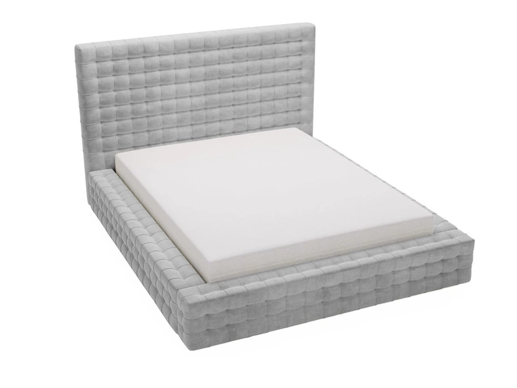 Łóżko tapicerowane z pojemnikiem i stelażem 160x200 Barbados Jasnoszare