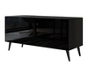 Szafka RTV pod telewizor z drzwiczkami na czarnych nóżkach 100 cm Noaé Czarny połysk 
