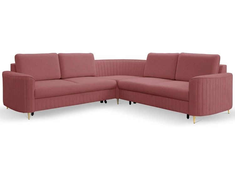 Narożnik L Lewy z funkcją spania i pojemnikiem Limon Czerwony