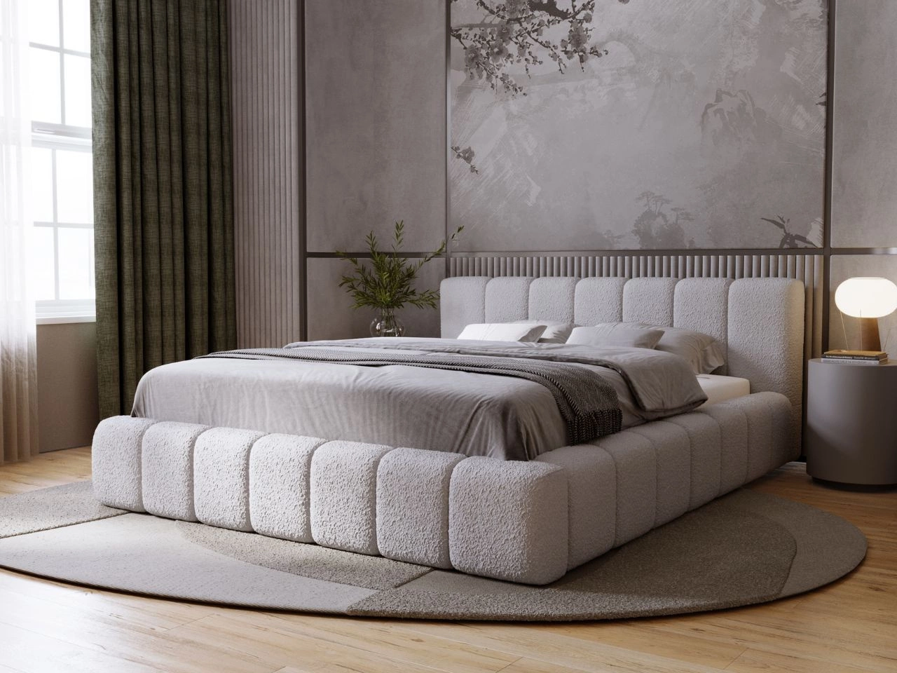 Łóżko tapicerowane z pojemnikiem i stelażem 120x200 Orio szary