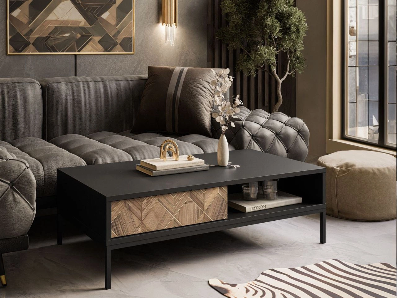 Stolik kawowy z szufladą Tavio Czarny