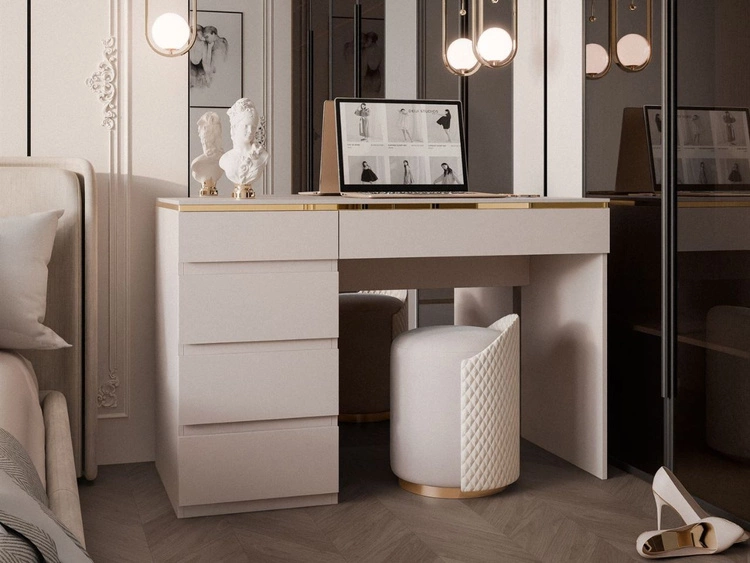 Biurko z pięcioma szufladami w stylu Glamour Evare Kaszmir