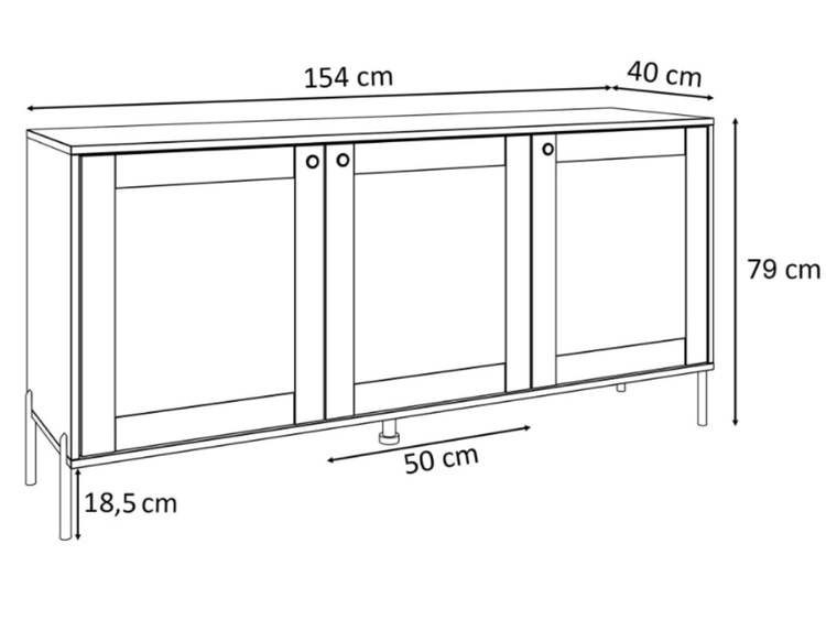 Komoda trzydrzwiowa z nadrukiem plecionki w stylu boho Bellance czarna