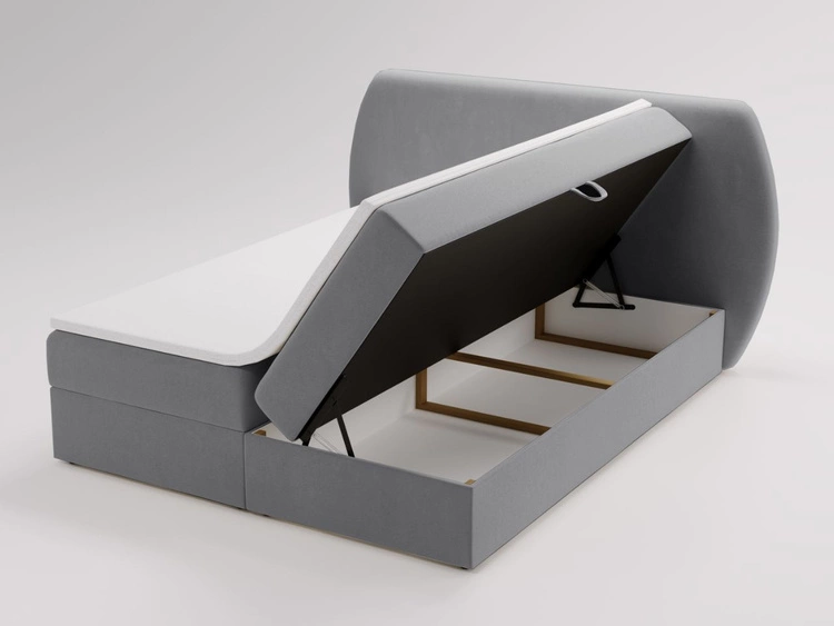 Łóżko kontynentalne z pojemnikiem na pościel 140x200 Bogota Ciemnoszare