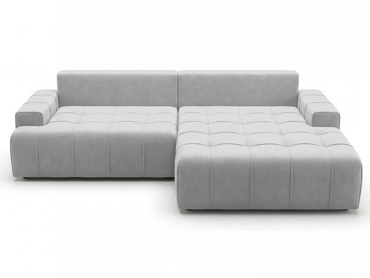 Narożnik L z funkcją spania i pojemnikiem Tulio prawy szary