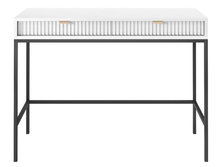 Toaletka z czarnymi metalowymi nogami Amber biała