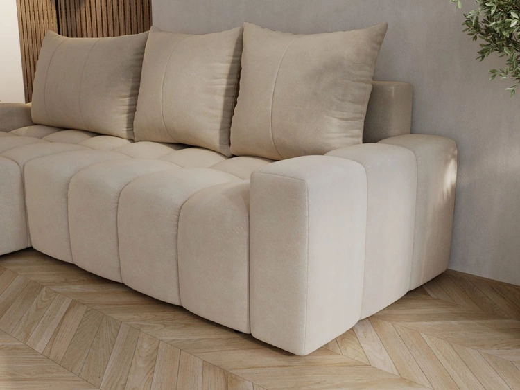 Narożnik L uniwersalny z funkcją spania i pojemnikiem Bresso Beżowy